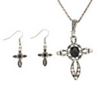 Clover Tibetan Silver With Diamond Jewelry Set