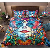 Clown Print 3-Piece Duvet Cover Set Hotel Bedding Sets Comforter Cover with Soft Lightweight Microfiber,  Include 1 Duvet Cover,  2 Pillowcases for Double/Queen/King(1 Pillowcase for Twin/Single)