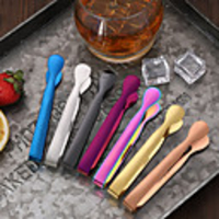 Cocktail Ice Clip Color Stainless Steel Coffee Sugar Ice Clip Tweezer Mixer Mini Clamp Tong Clips Ice Cube Little Tea Hot Kitchen Bar Tool Supply