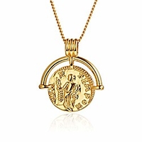 coin necklace 18k gold plated vintage coin pendant station chain valentine