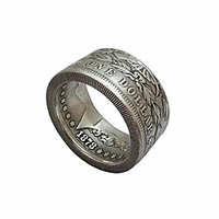 coin ring handcraft rings vintage handmade from morgan dollar silver plated copy coin1878 eagle silver plated us size 9-16