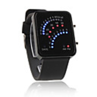 Color Band 29 Blue and Red LED Sector Pattern LED Wrist Watch