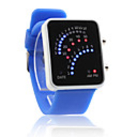 Color Band 29 Blue and Red LED Sector Pattern LED Wrist Watch