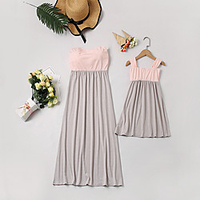 Color Block Tube Top Backless Dresses for Mommy and Me miniinthebox