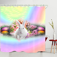 Color Protein Rabbit Digital Printing Shower Curtain Shower Curtains Hooks Modern Polyester New Design