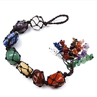 Color Woven Natural Stone Seven Chakras Irregular Car Pendant