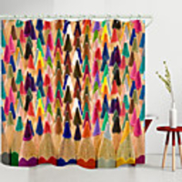 Colored Pencil Tip Digital Printing Shower Curtain Shower Curtains Hooks Modern Polyester New Design