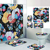 Colorful Butterfly On Black Digital Printing Four-piece Set Shower Curtains and Hooks Modern Polyester Machine Made Waterproof Bathroom