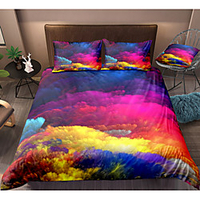 Colorful Clouds 3-Piece Duvet Cover Set Hotel Bedding Sets Comforter Cover with Soft Lightweight Microfiber,  Include 1 Duvet Cover,  2 Pillowcases for Double/Queen/King(1 Pillowcase for Twin/Single)