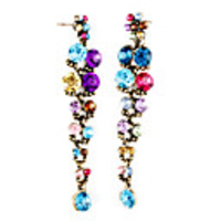 Colorful Corner Cut Gem Alloy Plating Resin Earrings