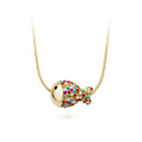 Colorful Crystal Clown Fish Pendant Necklace