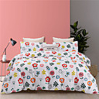 Colorful Floral Print 3 Pieces Bedding Set Duvet Cover Set Modern Comforter Cover-3 Pieces-Ultra Soft Hypoallergenic Microfiber Include 1 Duvet Cover and 1 or2 Pillowcases