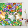 Colorful Flowers Bunny Eggs Digital Printing Shower Curtain Shower Curtains Hooks Modern Polyester New Design