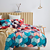 Colorful Geometric Diamond Print 3-Piece Duvet Cover Set Hotel Bedding Sets Comforter Cover with Soft Lightweight Microfiber(Include 1 Duvet Cover and 1or 2 Pillowcases)