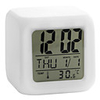 Colorful Glowing Cubic Digital Alarm Clock Calendar Thermometer 1pc(White,  4xAAA)