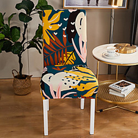 Colorful Leaves Print Super Soft Chair Cover Stretch Removable Washable Dining Room Chair Protector Slipcovers Home Decor Dining Room Seat Cover miniinthebox