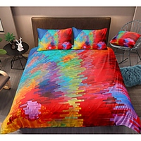 Colorful Lines 3-Piece Duvet Cover Set Hotel Bedding Sets Comforter Cover with Soft Lightweight Microfiber,  Include 1 Duvet Cover,  2 Pillowcases for Double/Queen/King(1 Pillowcase for Twin/Single)