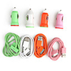 Colorful Mini Car Charger with USB Data/Charge Cable for iPhone 4 / 4S / 3G / 3GS / iPod Series