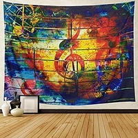 colorful music tapestry ethnic musical note tapestry wall hanging psychedelic bohemian mandala wall tapestry decor bedroom living room dorm miniinthebox
