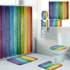 Colorful Planks Printed Bathtub Curtain Liner Covered With Waterproof Fabric Shower Curtain For Bathroom Home Decoration With Hook Floor Mat And Four-piece Toilet Mat