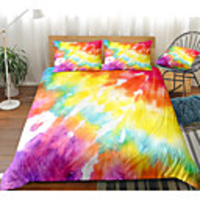 Colorful Tie-dyed 3-Piece Duvet Cover Set Hotel Bedding Sets Comforter Cover with Soft Lightweight Microfiber(Include 1 Duvet Cover and 1or 2 Pillowcases)