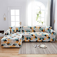 Colorful Triangle Print Dustproof All-powerful Slipcovers Stretch L Shape Sofa Cover Super Soft Fabric Couch Cover Sofa Furniture Protector with One Free Boster Case miniinthebox
