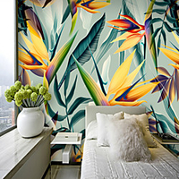Colorful Tropical Leaf Wallpaper Mural Canvas Wall Covering