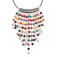 Colourful Beads Tassel Alloy Necklace