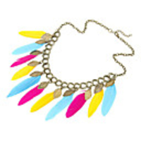 Colourful Feathers Alloy Fabric Necklace