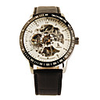 Colouring Leather Band Mechanical Self-winding Wrist Watch with Luminous Hand White Black