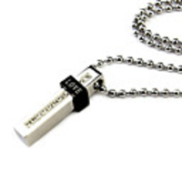 Column Shaped Titanium Steel And Zircon Necklace