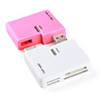 COMBO USB2.0 Hub Card Reader(Pink and White)