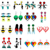 comelyjewel big resin multicoloured puzzle heart acrylic studs earrings for women girls pop girly boho 80s chic party holiday fashion jewelry women drop dangle earrings