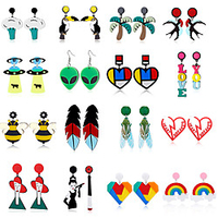 comelyjewel big resin multicoloured puzzle heart acrylic studs earrings for women girls pop girly boho 80s chic party holiday fashion jewelry women drop dangle earrings