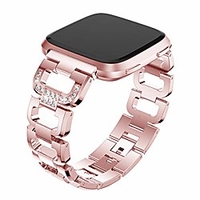 compatible with fitbit versa bands,  versa 2 metal band large small diamond rhinestone bracelet women replacement wristband compatible with fitbit versa/ versa 2/ versa se/ lite watch,  rose gold miniinthebox
