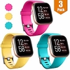 compatible with fitbit versa/fitbit versa lite se/fitbit versa 2 bands for women men large,  3 pack sports replacement wristband strap for fitbit versa smart watch,  rose pink/mango yellow/teal miniinthebox