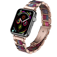Compatible with For Apple Watch Band 38mm 40mm 44mm 42mm Fashion Wristbands Womens For iWatch Series 5 4 3 2 1 Stainless Steel and Resin Replacement Metal Clasp Strap Sport