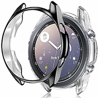 compatible with samsung galaxy watch 3 protector cover,  2 pack all-around protective hard case cover for samsung galaxy watch 3 41mm smartwatch men black/clear miniinthebox