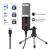 Computer Condenser Microphone PC USB Port Studio Device Sound Card Karaoke DJ Live Recording
