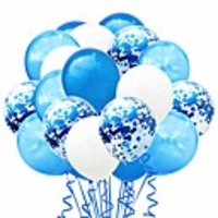 confetti balloons set,  100 pack 12 blue white and confetti latex balloons colorful balloon party kit supplies for wedding birthday thanksgiving,  halloween,  christmas,  new year party (blue white)