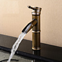 Contemporary Antique Modern Centerset Waterfall Ceramic Valve Single Handle One Hole Antique Copper,  Bathroom Sink Faucet
