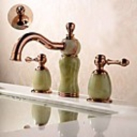 Contemporary Antique Modern Widespread Widespread Ceramic Valve Two Handles Three Holes Rose Gold,  Bathroom Sink Faucet
