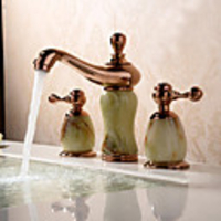 Contemporary Antique Modern Widespread Widespread Ceramic Valve Two Handles Three Holes Rose Gold,  Bathroom Sink Faucet