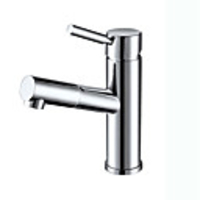Contemporary Art Deco/Retro Centerset Pullout Spray Ceramic Valve Single Handle One Hole Chrome,  Bathroom Sink Faucet