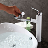 Contemporary Art Deco/Retro Centerset Pullout Spray Ceramic Valve Single Handle One Hole Painting,  Bathroom Sink Faucet