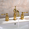 Contemporary Art Deco/Retro Modern Widespread Widespread Ceramic Valve Two Handles Three Holes Ti-PVD,  Bathroom Sink Faucet