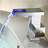 Contemporary Art Deco/Retro Modern Widespread Widespread LED Ceramic Valve Single Handle One Hole Chrome,  Bathroom Sink Faucet