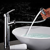 Contemporary Modern Centerset Pullout Spray Ceramic Valve Single Handle One Hole Chrome,  Bathroom Sink Faucet