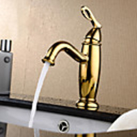 Contemporary Modern Centerset Widespread Ceramic Valve Single Handle One Hole Ti-PVD,  Bathroom Sink Faucet