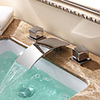 Contemporary Modern Widespread Waterfall Widespread Ceramic Valve Two Handles Three Holes Chrome,  Bathroom Sink Faucet